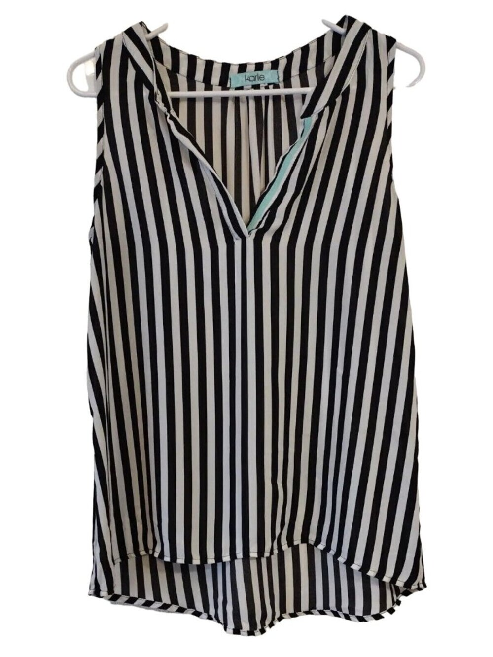 Karlie Top Small Sleeveless Striped Tank Semi Sheer